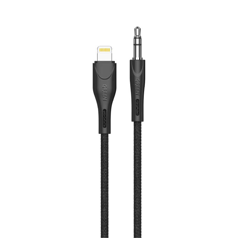 کابل صدای لایتنینگ به جک 3.5 میلی‌متری گرین مدل Green AUX 3.5 to Lightning Cable 1.2M 2.4A