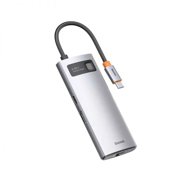 هاب 6 پورت تایپ سی بیسوس Baseus Metal Gleam Series 6 in 1 Multifunctional Type-C HUB Docking Station Gray
