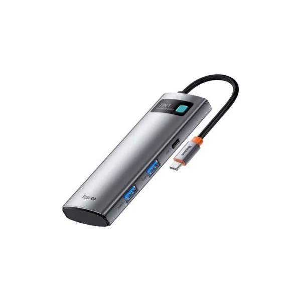 هاب 7 پورت تایپ سی بیسوس Baseus Metal Gleam Series 7 in 1 Multifunctional Type-C HUB Docking Station Gray